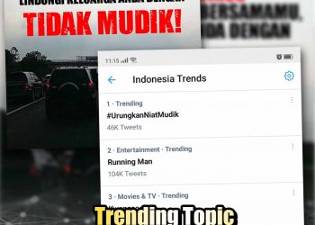 Top Trending Indonesia No. 1 Tagar #UrungkanNiatMudik