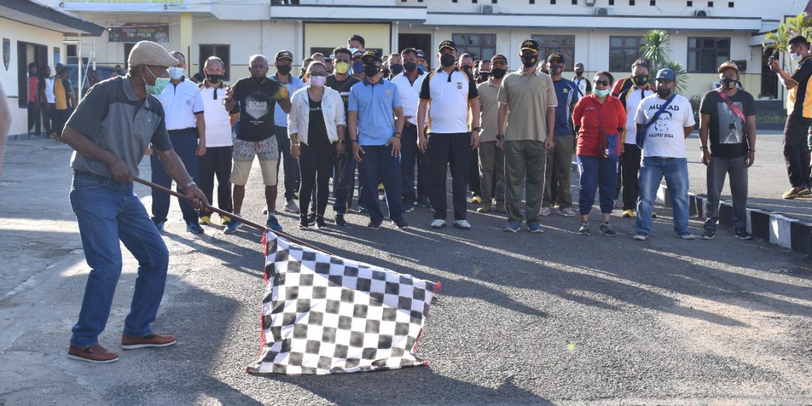 Sambut HUT Humas Polri ke-70 tahun 2021, Polres Tanimbar Gelar Olahraga bersama TNI/Polri dan Awak Media