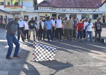 Sambut HUT Humas Polri ke-70 tahun 2021, Polres Tanimbar Gelar Olahraga bersama TNI/Polri dan Awak Media