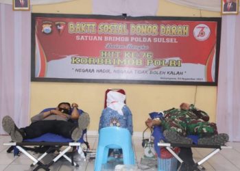 Jelang HUT ke-76 Korps Brimob Polri, Brimob Bone Gelar Donor Darah